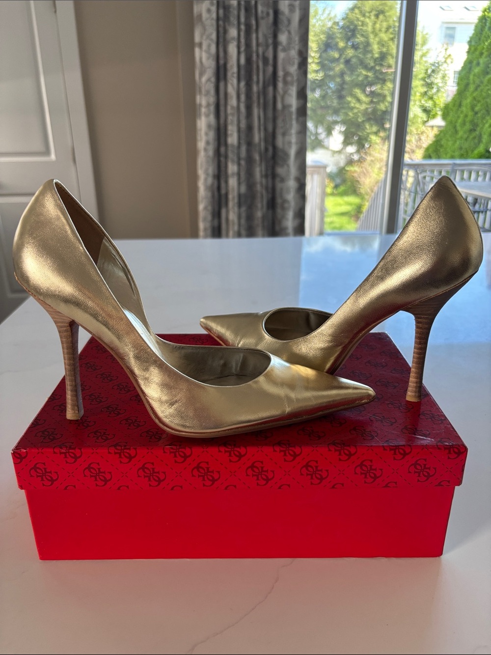 Guess Gold Pointed-Toe Stiletto Pumps
